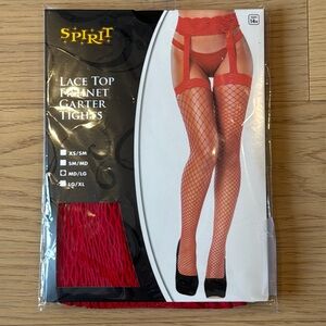NWT Lace Top Fishnet Garter Tights